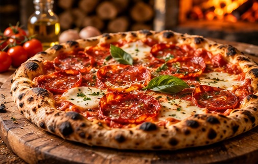 Pizza diavola z pieca na drewno